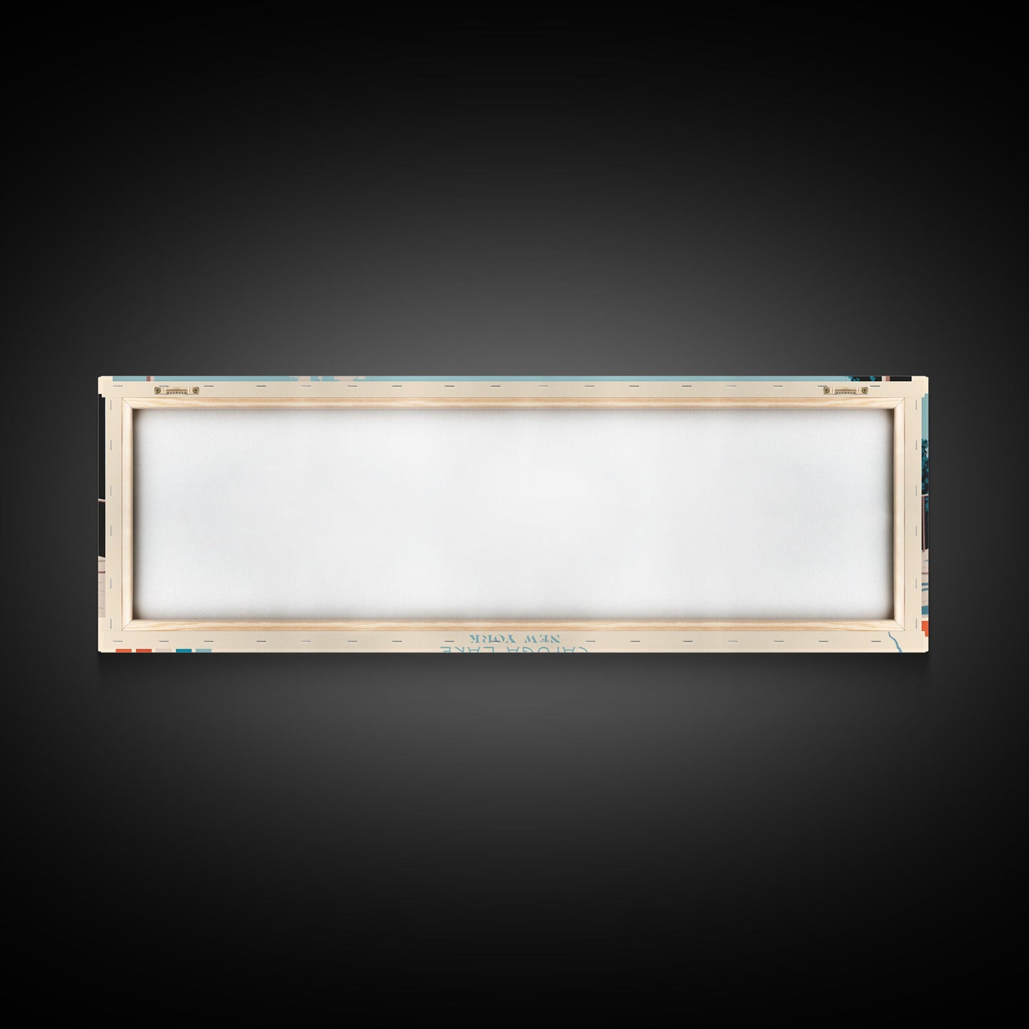 Cayuga Lake New York Framed Canvas Print, Pop Art Panoramic Travel Poster, Midcentury Modern, Wall Art, Scenic Nature Painting, Bedroom Decor, Living Room Art