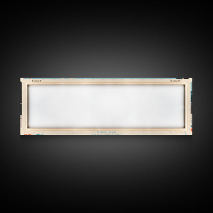 Cayuga Lake New York Framed Canvas Print, Pop Art Panoramic Travel Poster, Midcentury Modern, Wall Art, Scenic Nature Painting, Bedroom Decor, Living Room Art