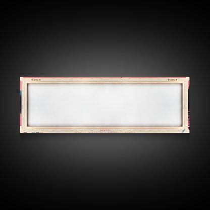 Cobbosseecontee Lake Maine Framed Canvas Print, Midcentury Modern Panoramic Wall Art, Living Room Decor, Pop Art, Travel Poster Art, Scenic Nature Painting, Lake House Decor