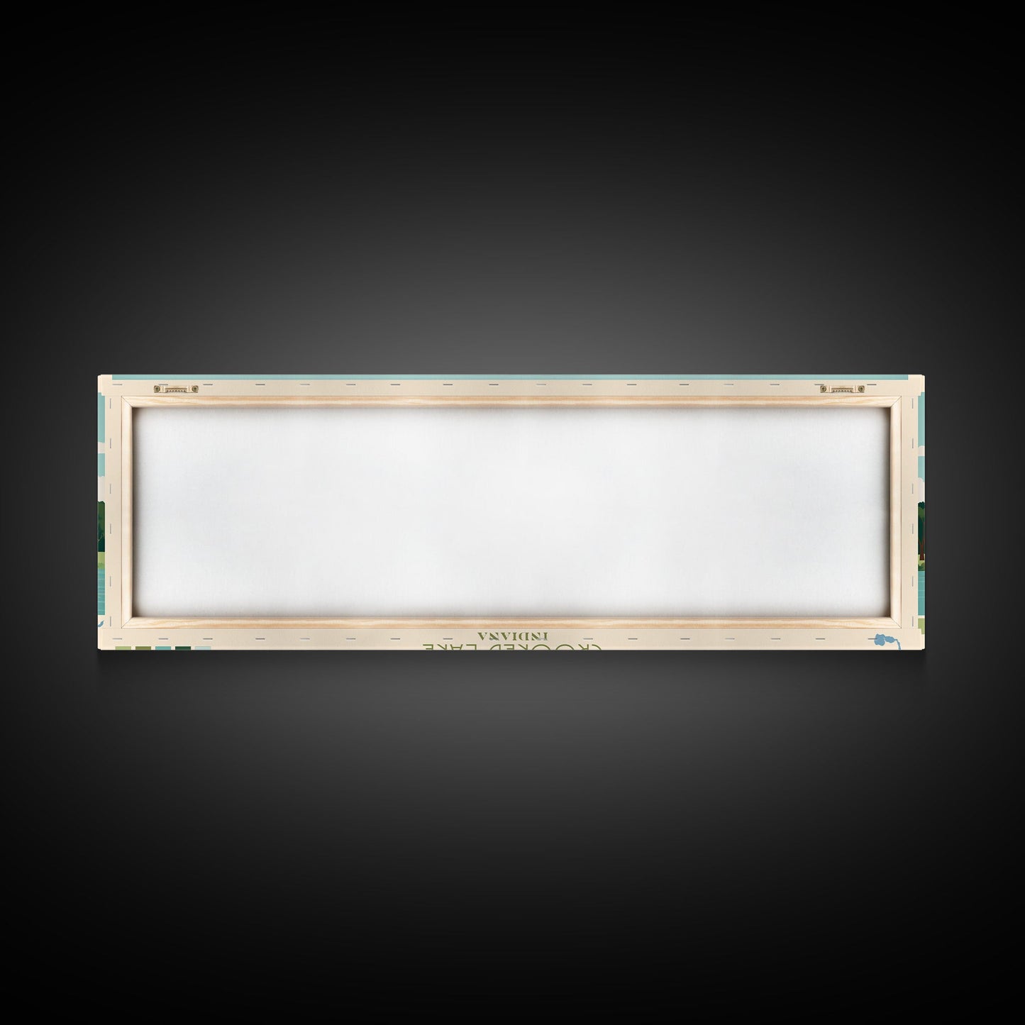 Crooked Lake Indiana Framed Canvas Print, Midcentury Modern Panoramic Wall Art, Living Room Decor, Pop Art, Travel Poster Art, Scenic Nature Painting, Lake House Decor