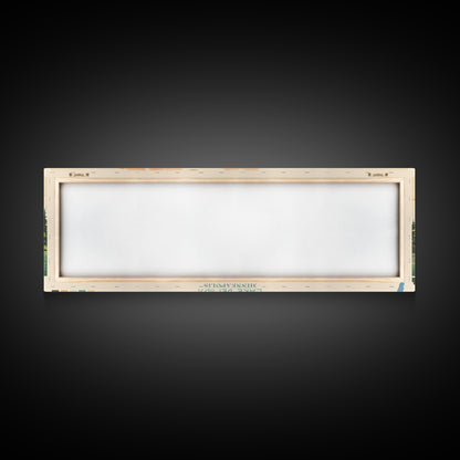 Lake Bemidji Minneapolis Framed Canvas Print, Panoramic Wall Art, Midcentury Modern, Pop Art, Bedroom Decor, Travel Poster, Living Room Art