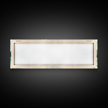 Lake Chatuge Georgia Framed Canvas Print, Panoramic Art, Midcentury Modern, Pop Art, Living Room Wall Art, Travel Poster, Lake House Decor