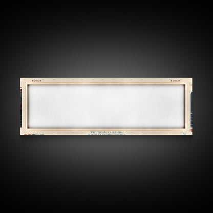 Lake Glenville North Carolina Framed Canvas Print, Panoramic Art, Midcentury Modern, Pop Art, Living Room Wall Art, Travel Poster, Lake House Decor