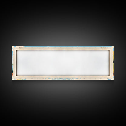 Lake Superior MinnesotaWisconsinMichigan Framed Canvas Print, Panoramic Wall Art, Midcentury Modern, Pop Art, Living Room Decor, Travel Poster, Lake House Art