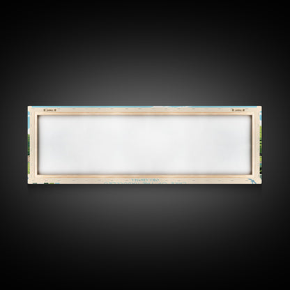 Lake of the Arbuckles Oklahoma Framed Canvas Print, Panoramic Wall Art, Midcentury Modern, Pop Art, Bedroom Art, Travel Poster, Lake House Decor