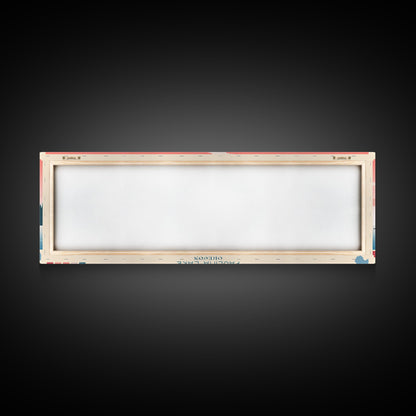 Paulina Lake, Oregon Framed Canvas Print, Panoramic Wall Art, Midcentury Modern, Pop Art, Home Decor, Travel Poster, Living Room Art