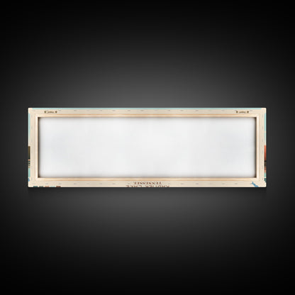 Radner Lake, Tennessee Framed Canvas Print, Living Room Art, Midcentury Modern, Panoramic Travel Poster, Pop Art, Wall Art