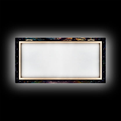 Secret Path, Fantasy Art, Pop Art Forest Landscape, Framed Canvas Print, Colorful Forest Painting, Living Room Art, Glowing Magical Forest