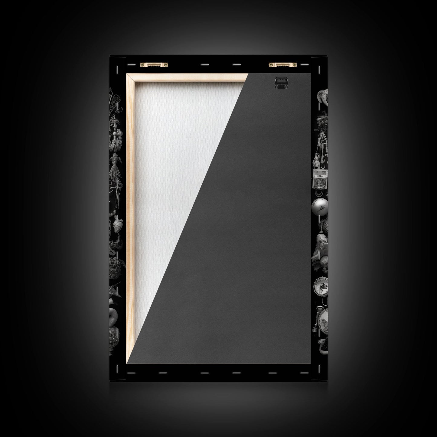 Collection of Trinkets Wall Art, Weird Wall Art, Black And White, Minimalist Print, Wall Decor, Canvas Print, Wall Art, Framed Canvas