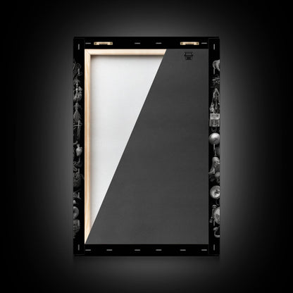 Collection of Trinkets Wall Art, Weird Wall Art, Black And White, Minimalist Print, Wall Decor, Canvas Print, Wall Art, Framed Canvas