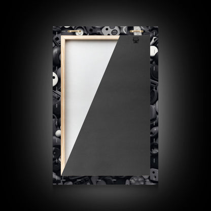 Collection Of Buttons Wall Art, Sewing Room Wall Decor, Black And White, Minimalist Print, Wall Decor, Canvas Print, Wall Art, Framed Canvas