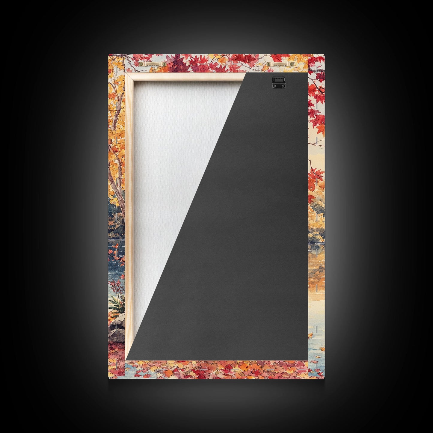 Canoe On A Serene Fall Lake, Framed Canvas Print, Autumn Decor, Fall Wall Art, Fall Poster, Autumn Prints Wall Art