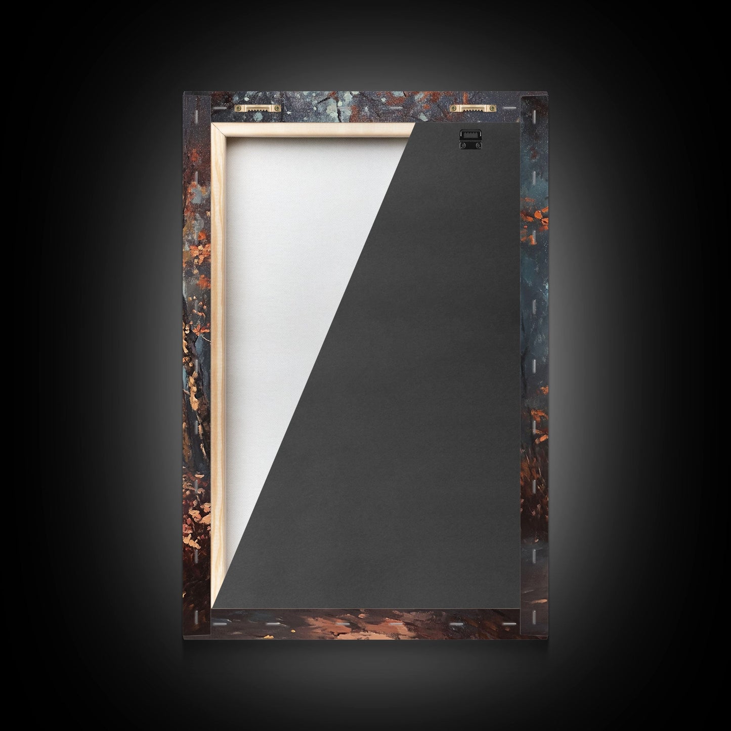 Spooky Street Lights In The City Park, Framed Canvas Print, Wood Framed Wall Art, Fall Decor, Holiday Decor, Seasonal Gift Idea