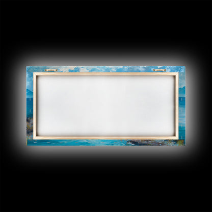 Boat on Tranquil Lake Canvas Print Coastal Landscape Art Nautical Wall Art Rustic Decor Above Sofa Artwork Bedroom Art Original Painting