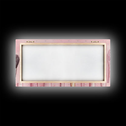 Makeup Brush Art Framed Canvas Print, Light Pink Chinoiserie Wall Art Whimsical Decor, Minimalist Art Rustic Wall Gift Idea