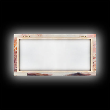 Cozy Pink Living Room Canvas Print with Chairs and Floral Decor, Perfect Rustic Wall Art for Fall or Above Couch Decor, Farmhouse Style