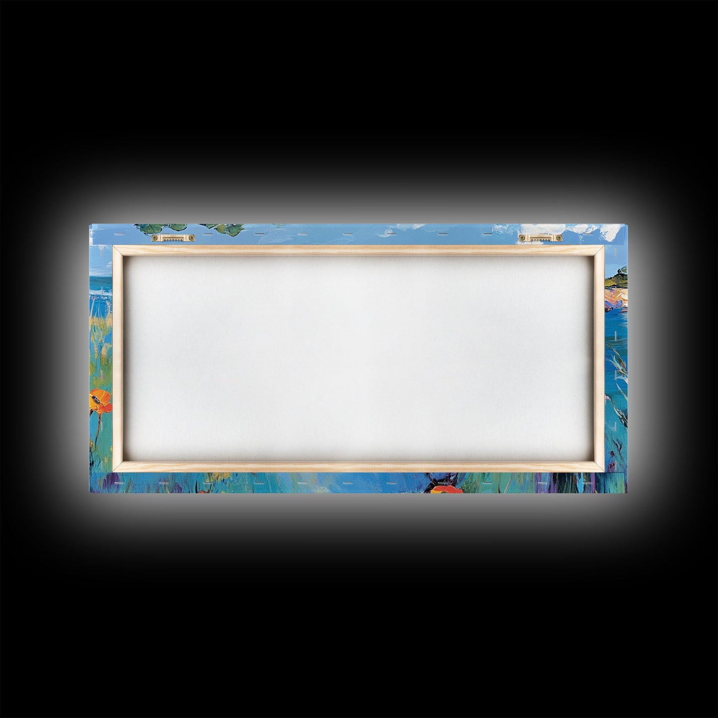 Coastal Poppies, Framed Canvas Print, California poppy art, coastal painting, wildflower painting, seascape art, above bed wall art