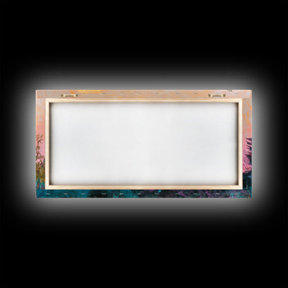 Dark romance painting, gothic art, framed canvas print, extra wide art, Halloween decor, whimsical art, spooky graveyard painting