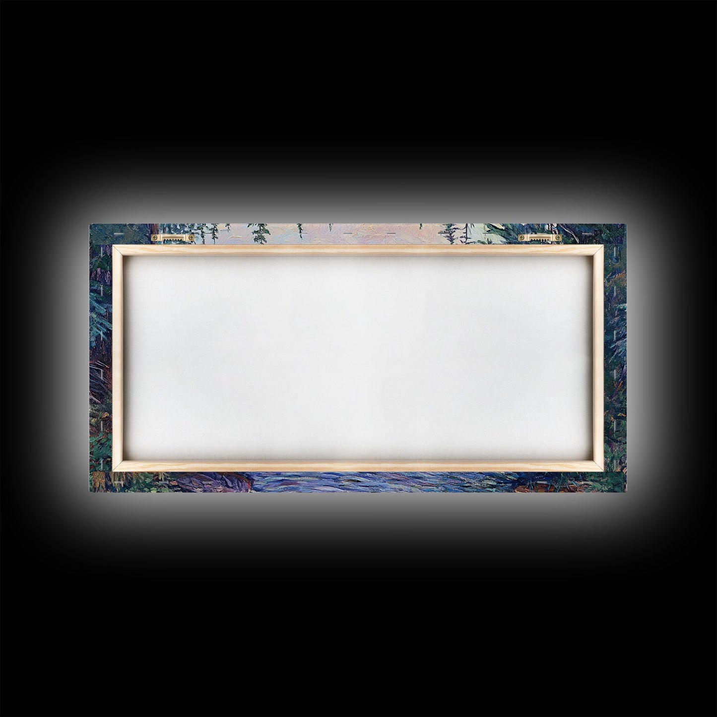 Forest River Scene, pine tree art, mountain painting, landscape painting, smoky mountain art, rustic decor, Framed Canvas Print