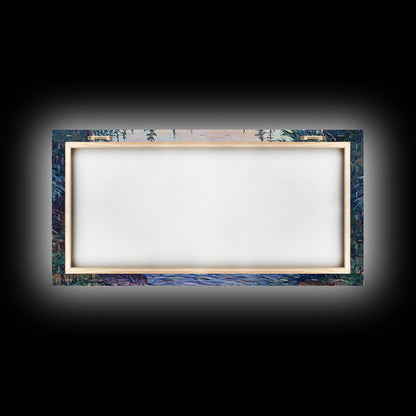 Forest River Scene, pine tree art, mountain painting, landscape painting, smoky mountain art, rustic decor, Framed Canvas Print