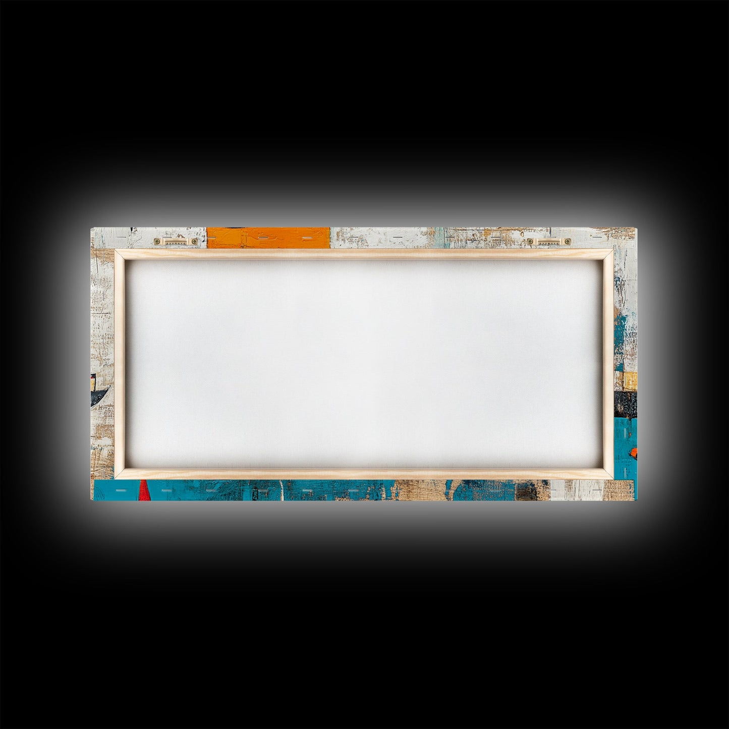 Abstract Geometric Art, mid-century modern art, sacred geometry wall art, framed canvas print, blue and green wall art, mosaic art