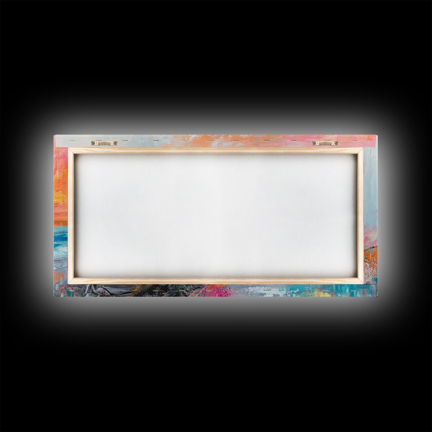 Sunset Over Ocean, pink orange wall art, coastal wall art, abstract seascape, vibrant landscape painting, Framed Canvas Print