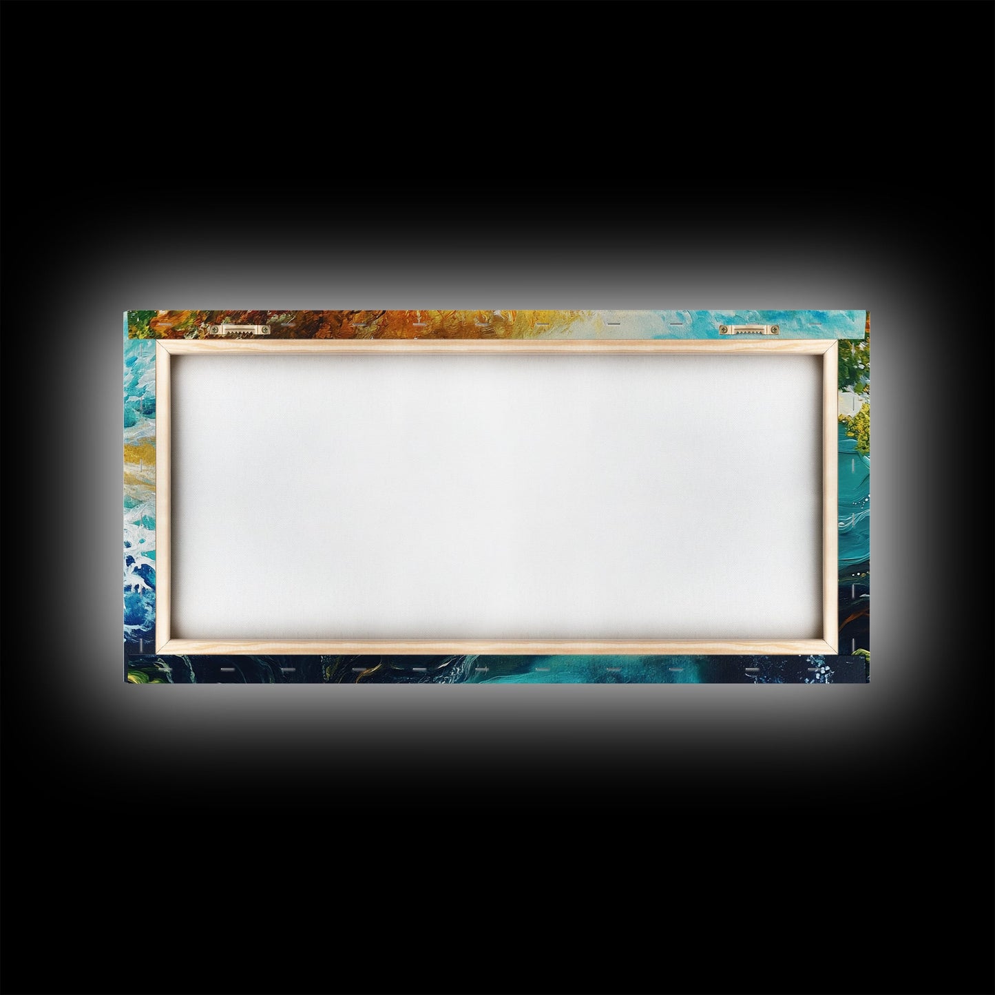 Tree in Waves, Canvas Print, coastal landscape art, wabi sabi art, extra wide painting, ocean painting, panoramic wall art