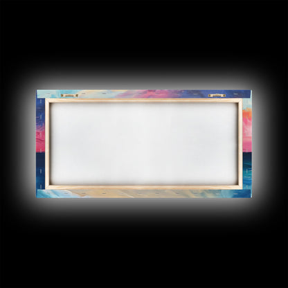 Sunset Beach Painting, Coastal Landscape Art, Nautical Decor, Surf Wall Art, Ocean Sunset Art, Nautical Wall Art, Canvas Print