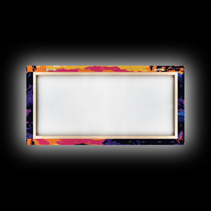 Golden Sunset, Rocky River, Mountain Reflection, Canvas Print, Rustic Lodge Wall Art, Autumn Home Decor, Warm Nature Painting, Colorful Art