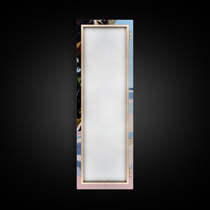 Tropical Floral Wall Art, Pink Flowers Painting, Nature Inspired Decor, Boho Bedroom Art, Aesthetic Wall Art, Framed Canvas Print