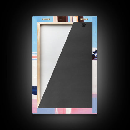 Wooden Pilings, Nautical Seaside Art, Framed Canvas Print, Coastal Minimalist Decor, Beach House Painting, Rustic Ocean Artwork