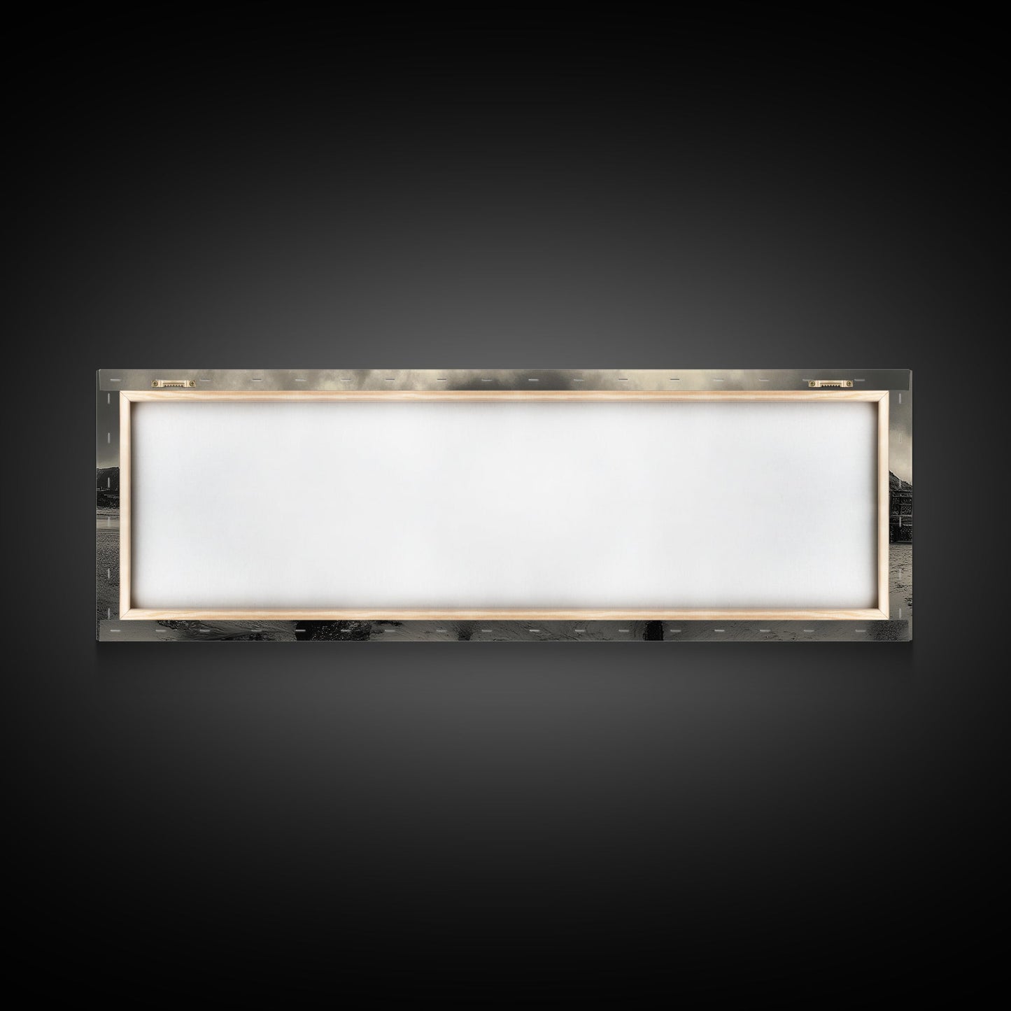 Dockside Calm, Stormy Shore, Ocean Jetty, Framed Canvas Print, Moody Coastal Wall Art, Living Room Art, Rustic Lakehouse Decor