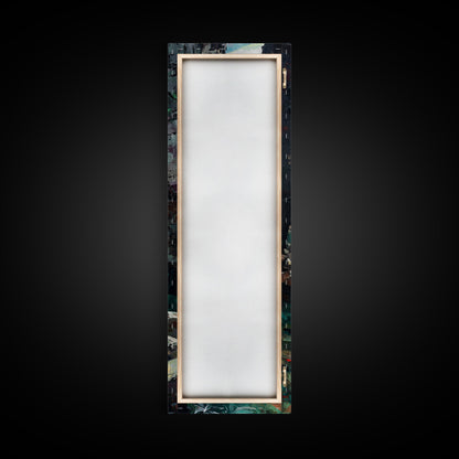 Serene Mountain River Gorge Scene Skinny Art Framed Canvas Print For Living Room Or Bedroom Wall Decor