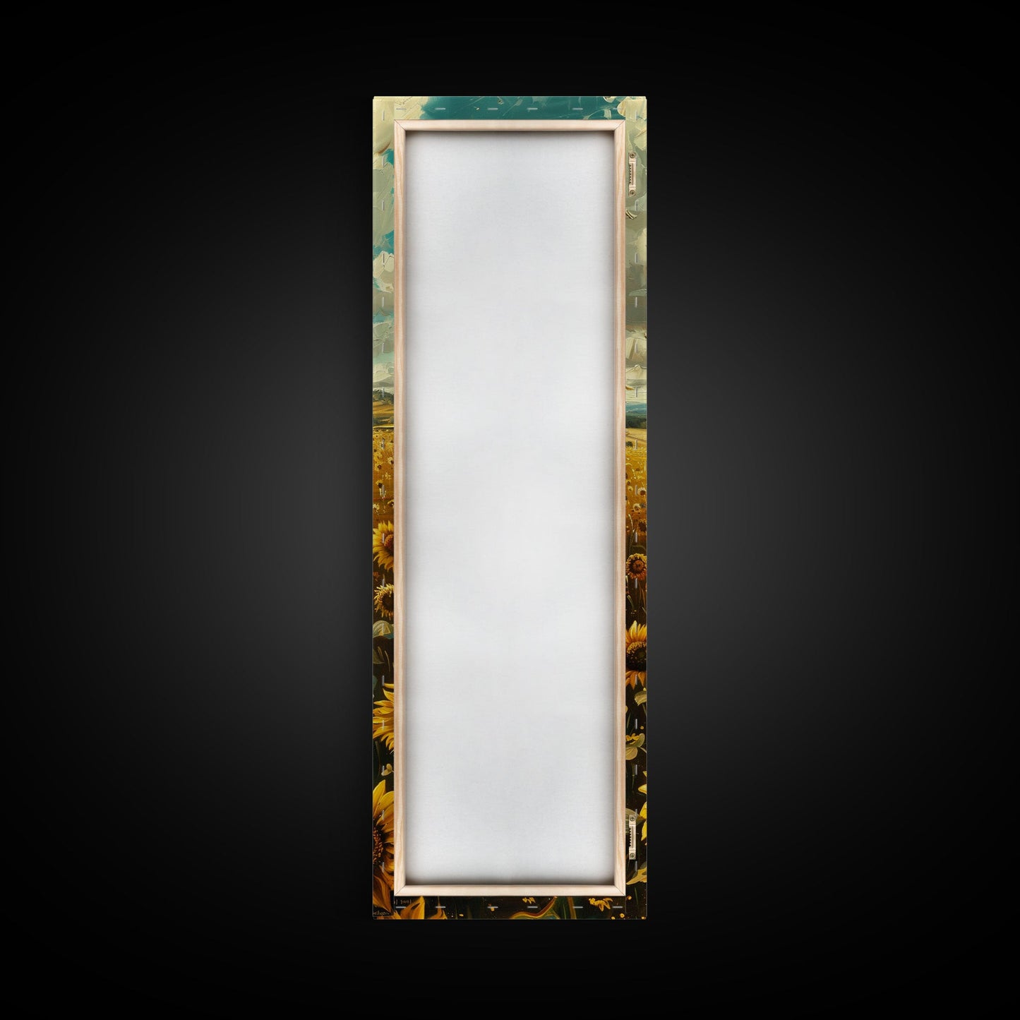 Bright Sunflowers Field Warm Countryside Farmhouse Wall Art Framed Canvas Print Tall Art Ukiyo-e Japanese Style Art