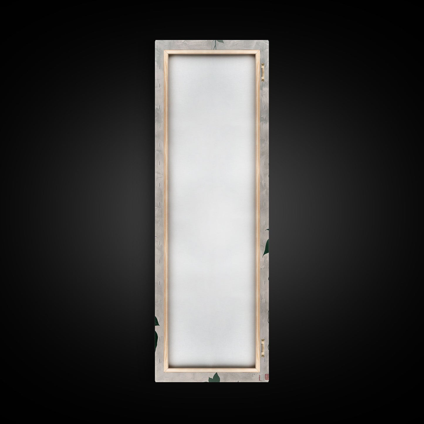 Skinny Art Clematis Vine In Japanese Style Wood Block Print Soft Pink Flowers On Framed Canvas Print, Tall Art Ukiyo-e