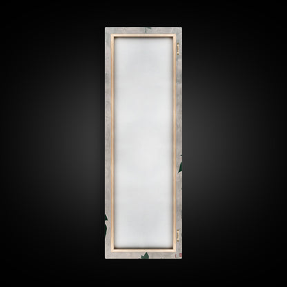 Skinny Art Clematis Vine In Japanese Style Wood Block Print Soft Pink Flowers On Framed Canvas Print, Tall Art Ukiyo-e