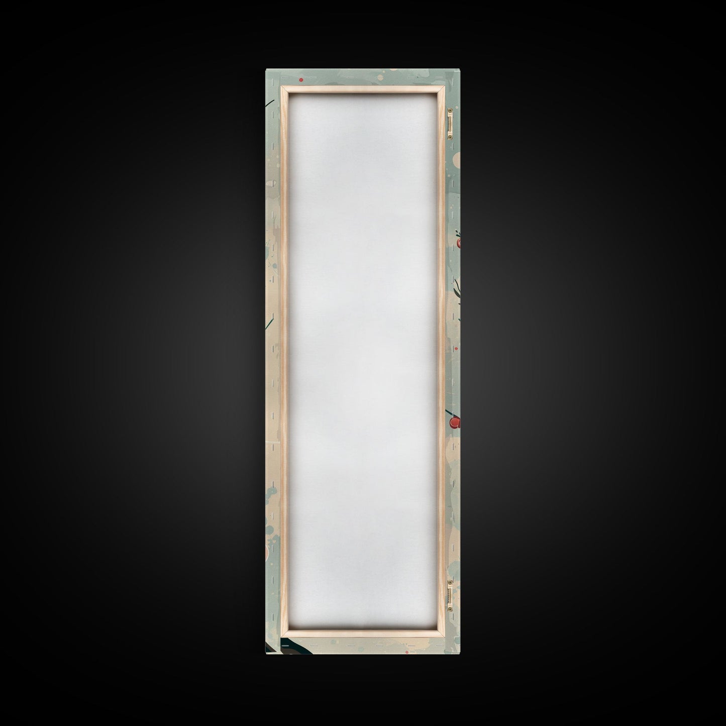 Peach Blossoms On Branch With Soft Pastel Background Tall Art Skinny Art Framed Canvas Print Japanese Style Art Ukiyo-e Wood Block Print