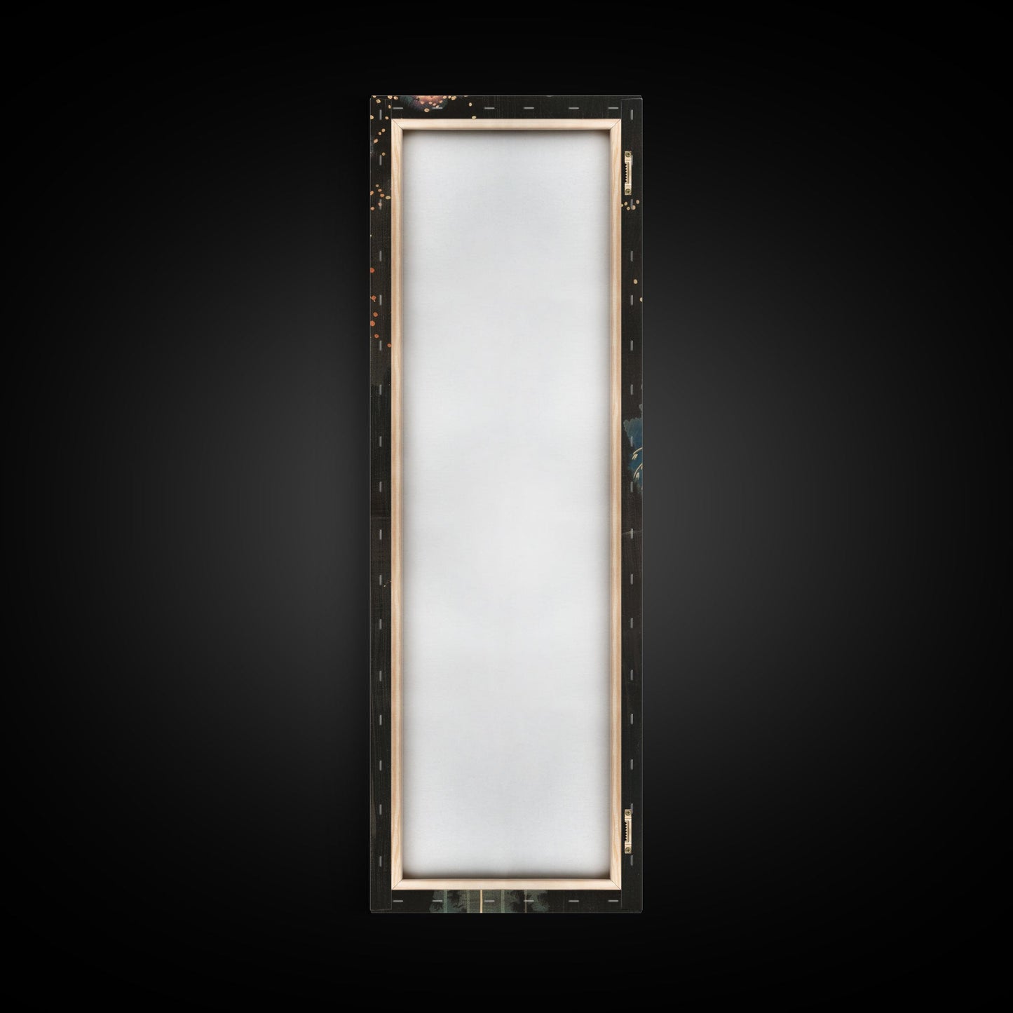 Colorful Fireworks Display Against A Dark Night Sky, Skinny Art Tall Wall Art Framed Canvas Print Japanese Style Art