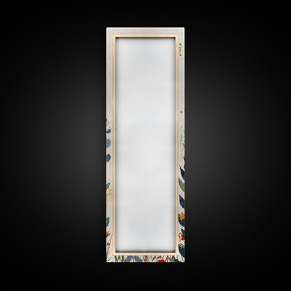 Colorful Wildflowers Whimsical Arrangement Set Against Light Background Tall Framed Canvas Print Brightening Any Space