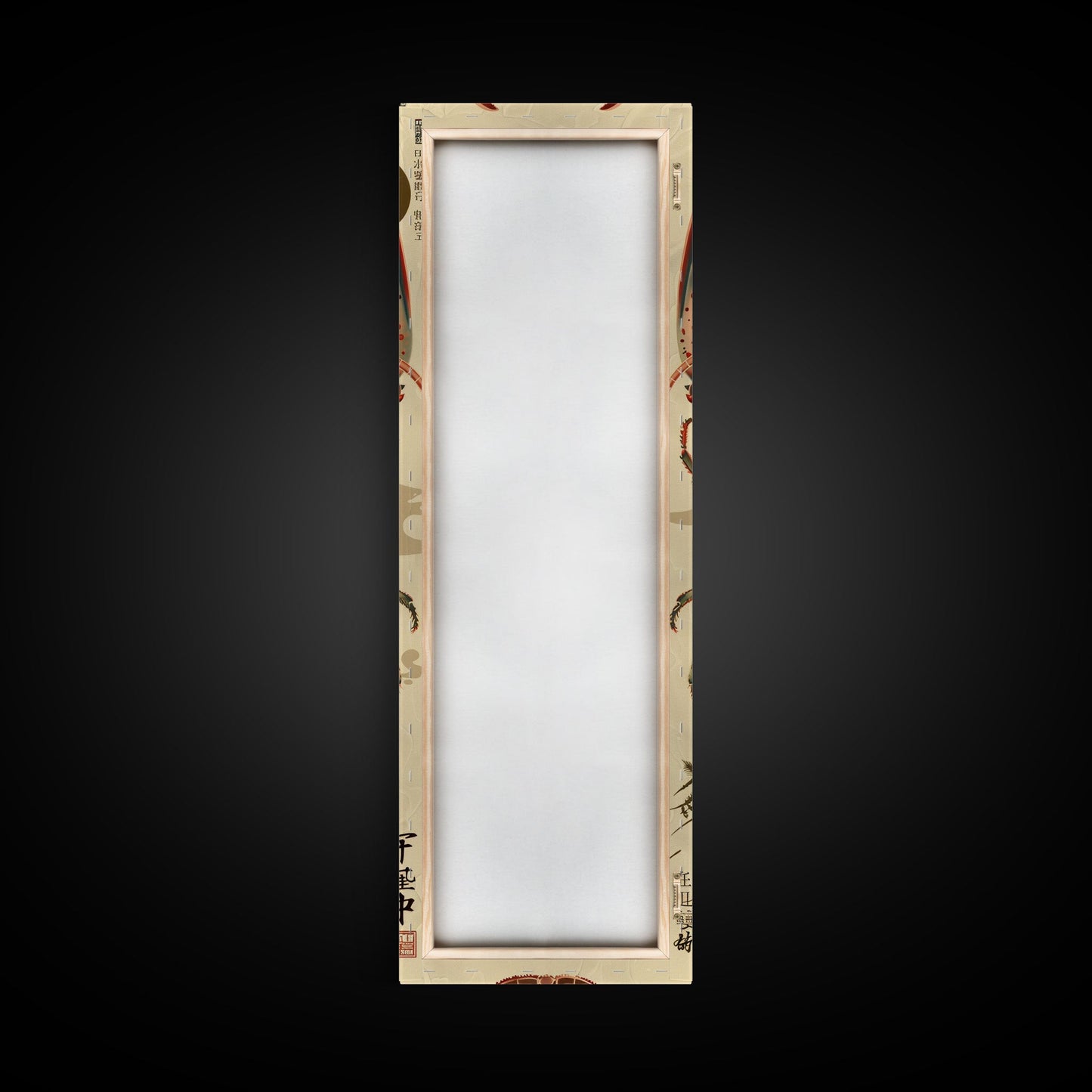 Detailed Lobster Illustration On Beige Background Skinny Art Wood Block Print Japanese Style Art Framed Canvas Print Tall Art Ukiyo-e Art