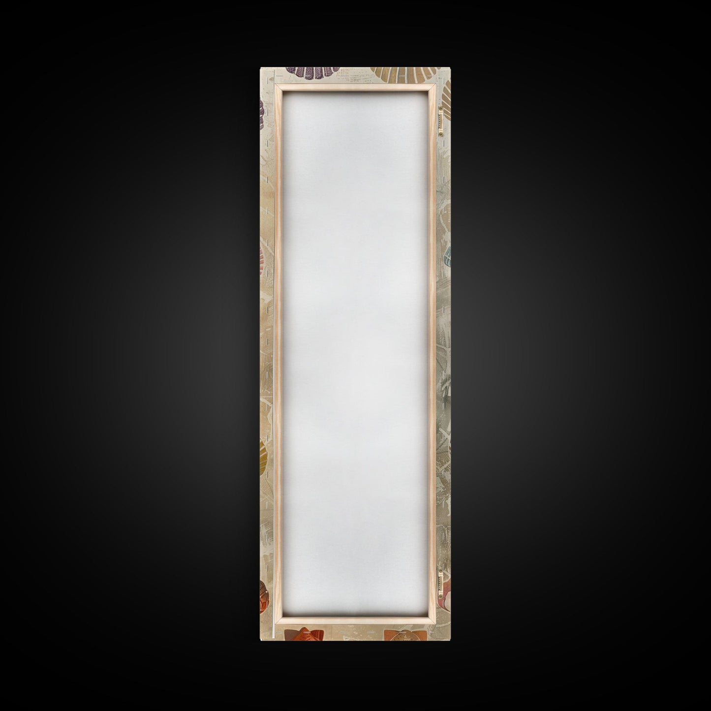 Colorful Shells On Textured Background Skinny Art Wood Block Print Japanese Style Art Framed Canvas Print Tall Art Ukiyo-e Art