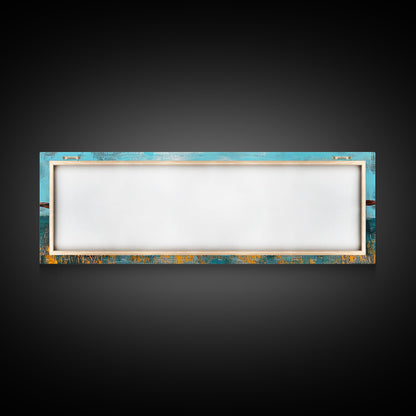 Barbed Wire Ocean, coastal decor, rustic art, farmhouse painting, minimalist painting, extra wide art, framed canvas print, moody art