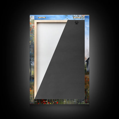 Idyllic Barn Scene with Rustic Charm - Framed Canvas Print, Country Living Room Decor, Farmhouse Wall Art, Barn Art Print for Bedroom