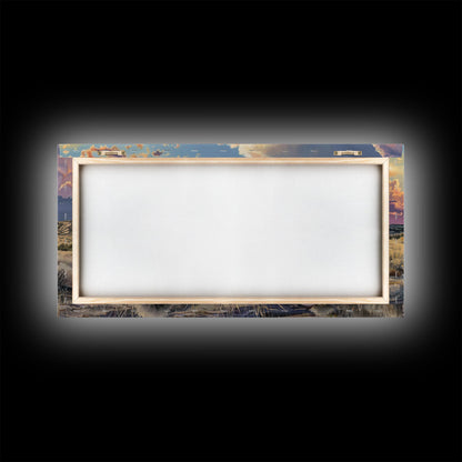 Cowgirl Galloping Across Desert Landscape, Vibrant Framed Canvas Print, Perfect for Living Room Art, Western Bedroom Decor, Desert Wall Art