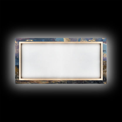 Colorful Desert Landscape with Tree Under Starry Sky, Stunning Framed Canvas Print, Living Room Art, Bedroom Decor, Southwestern Wall Art