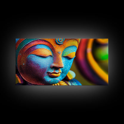 Colorful Buddha Canvas Wall Art, Framed Canvas Print, Buddhism Print, Yoga, Zen Wall Art, Buddha Decor