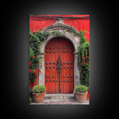Change Hacienda Architecture Framed Canvas Print, Mexican Wall Art, Art of Mexico, Original Artwork, Wood Framed Ready To Hang