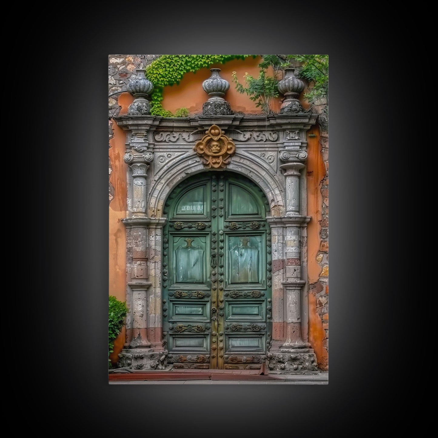 Change23 Hacienda Architecture Framed Canvas Print, Mexican Wall Art, Art of Mexico, Original Artwork, Wood Framed Ready To Hang