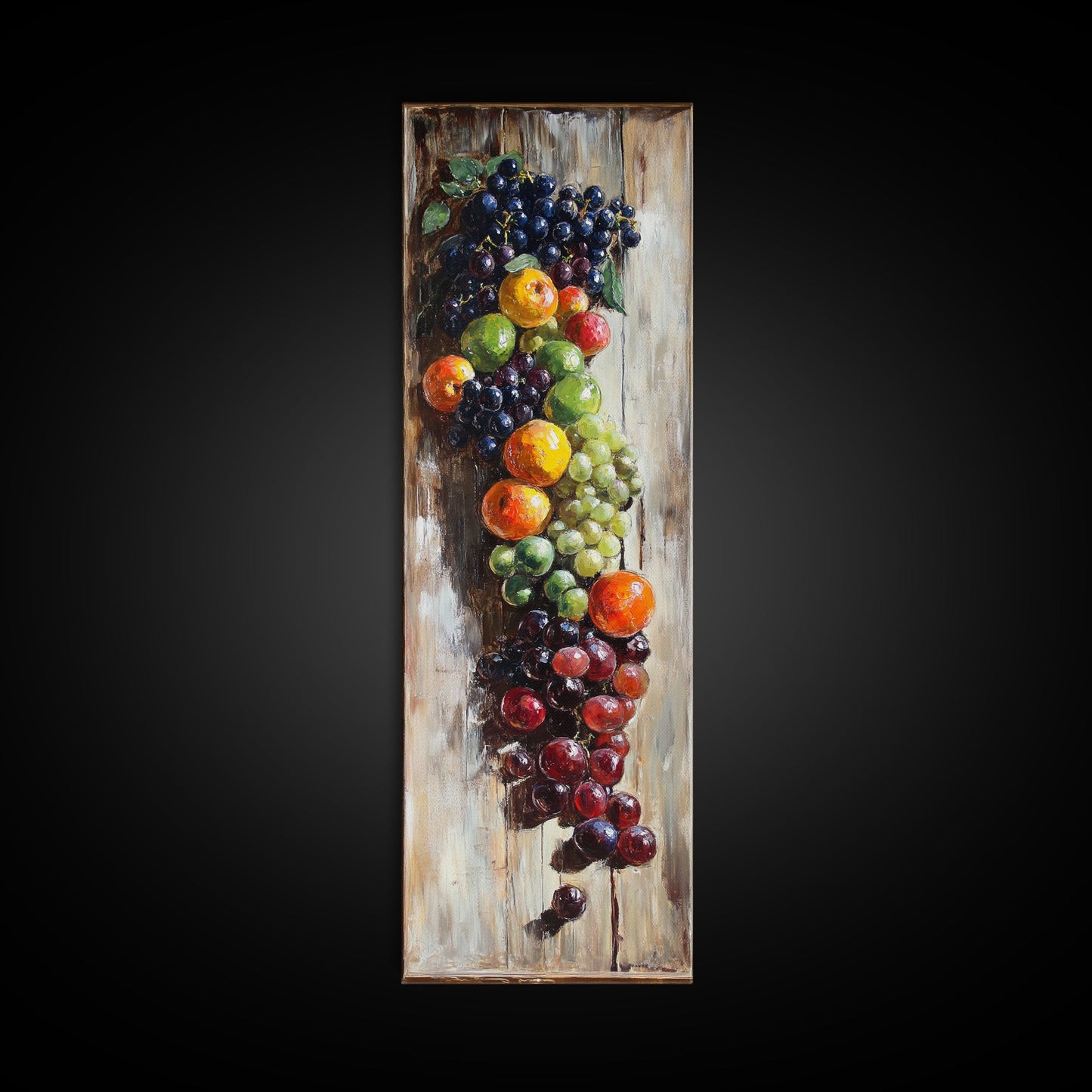 Retro Kitchen Wall Art, Still Life Painting Of Fruit Canvas Print, Narrow Art, Narrow Wall Art, Tall Skinny Art, Skinny Narrow Wall Art