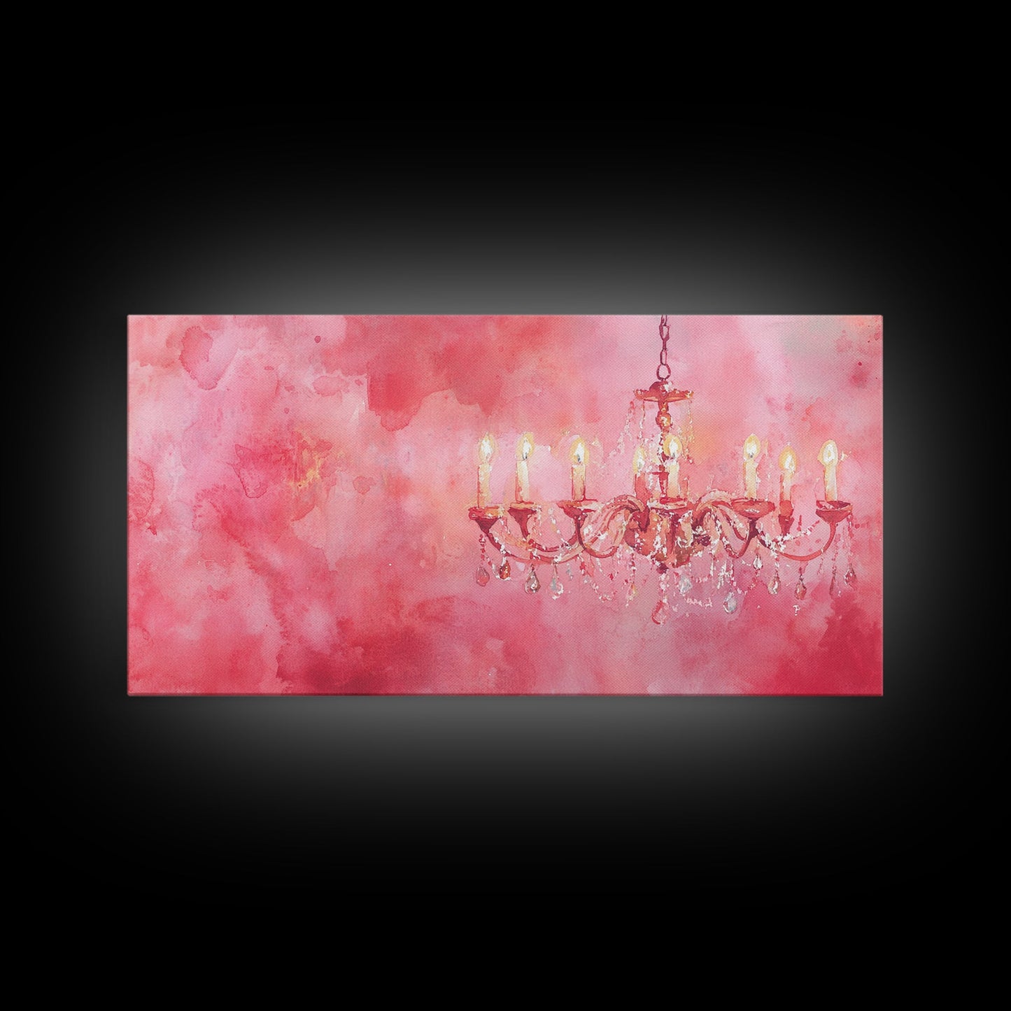 Pink Chandelier Canvas Print Glamorous Light Pink Wall Art Elegant Boho Minimalist Living Room Bedroom Art Framed Christmas Decor